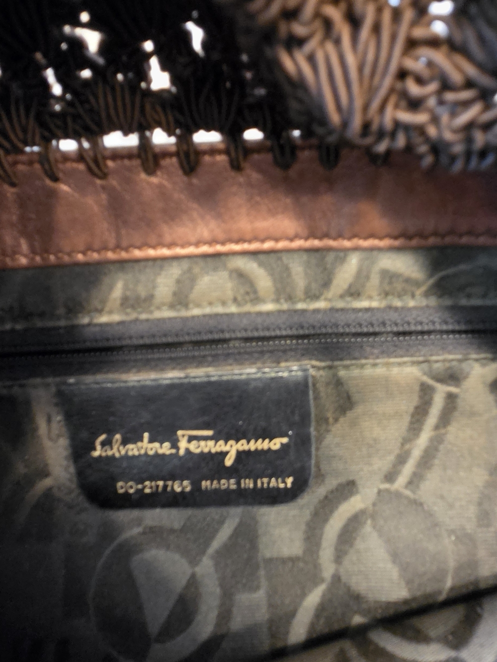 Ferragamo Brown Crochet & Leather Hobo Bag - Picture 6 of 9
